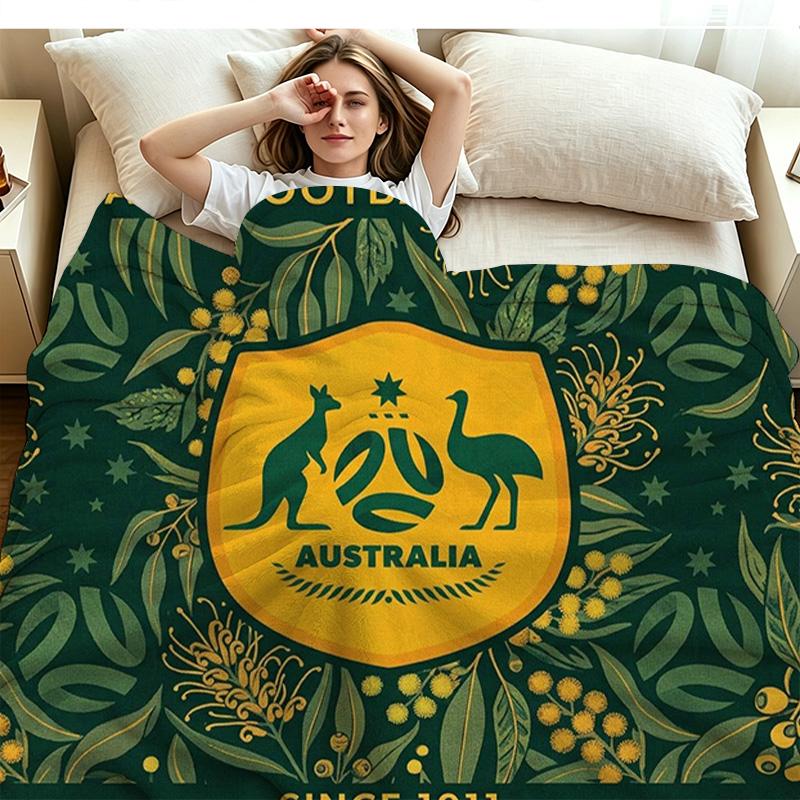 Socceroos Print Flannel Blanket High Quality Warm Comfortable Cover for All Seasons Perfect for Gifts Home Decor