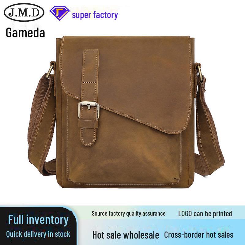 Jiamida 2024 Мужская популярная европейская и американская сумка-мессенджер - кожаная сумка через плечо Crazy Horse