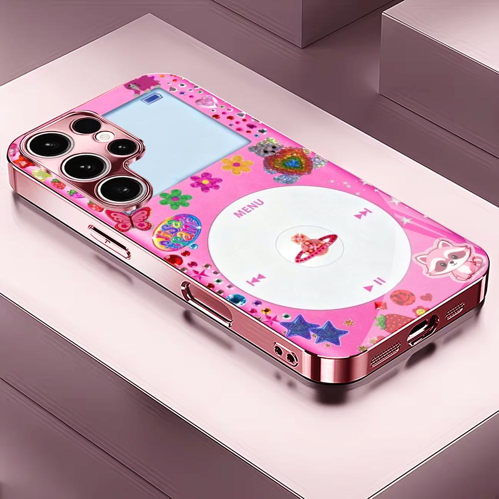 Pink phone sticker Madam pink Glass PhoneCase for Samsung Galaxy S26 S25 S24 S23 S22 S21 FE Ultra Plus Dropresistant Female