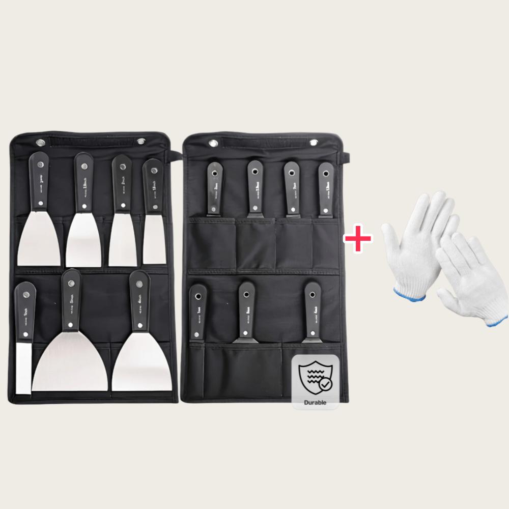 7 Piece Stainless Steel Putty Knife Set with Storage Bag