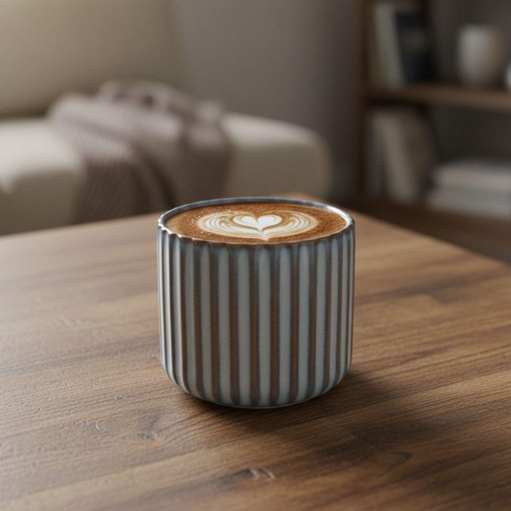Vertical Striped Water Cup Vintage Milk Cup Simple Coffee Mug  Sushi Restaurant