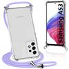 Case - BOOLING - for Samsung A53 5G - Shockproof - TPU - Transparent with Purple Lanyard