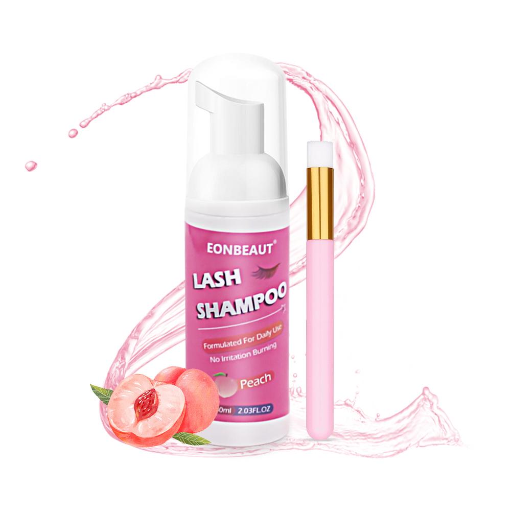 eonbeaut 60 мл персиковый шампунь для ресниц, кисть для чистки ресниц, пена для макияжа, инструменты для удаления клея, аксессуары для наращивания