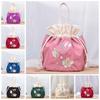 Mommy Bag Hanfu Drawstrings Bag Ruffle Floral Bucket Bag Embroidery Flower Handbag  Ladies/Girls