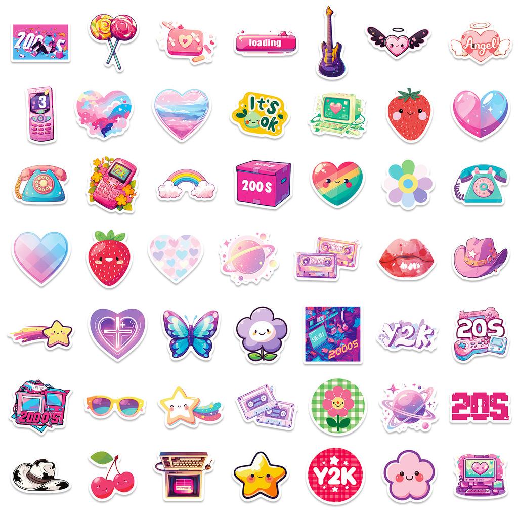 100 Розовых Вещей Y2K Стиль Миллениалов Милый Стикер Клубника Украшение Игровой Консоли Сделай Сам Справочник Граффити