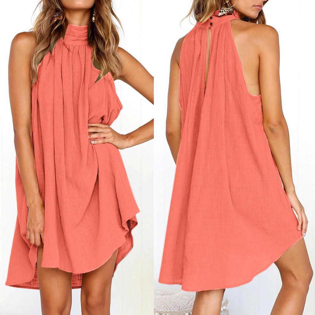 H2Orchard Womens Holiday Irregular Dress Ladies Summer Beach Sleeveless Party Dress