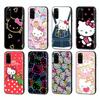 HK8 Cute Hello Kitty Black Sofe Case for iPhone 16 15 Plus 14 13 Pro 8 SE XR XS Max P30 Nova 5T Y5P Y6 Y7 Y8P Y9 Realme C30 C33 C31 VIVO Y36 V27