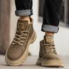 Модная мужская новая осенняя дышащая ретро повседневная обувь черные высокие рабочие простые удобные противоскользящие износостойкие мужские туфли
