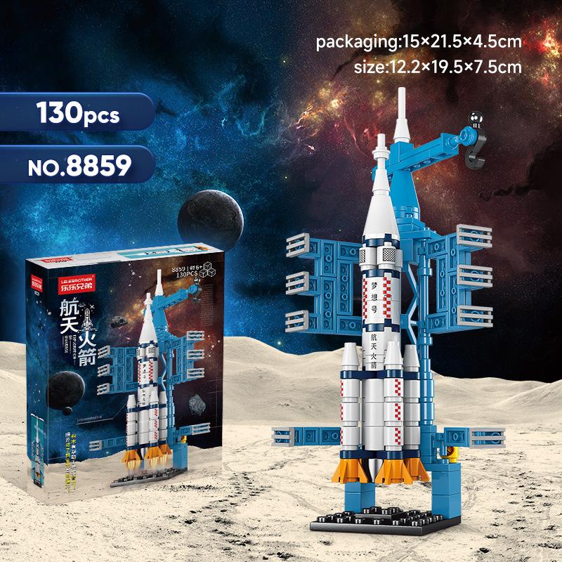DIY Space Rocket Satellite Station Spacecraft Series Intellectual Development Model Children's Day Children Toy Building Blocks