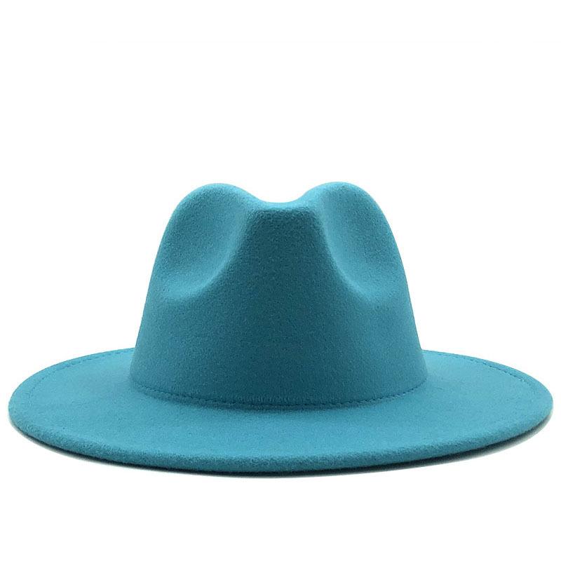 European and American woolen top hat new outer lake blue inner big red hat ethnic style jazz hat cashmere felt hat