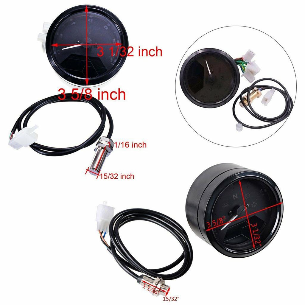 12000RPM 6 Gear Universal Motorcycle LCD Digital 199km/h Speedometer Odometer Backlight Motorcycle