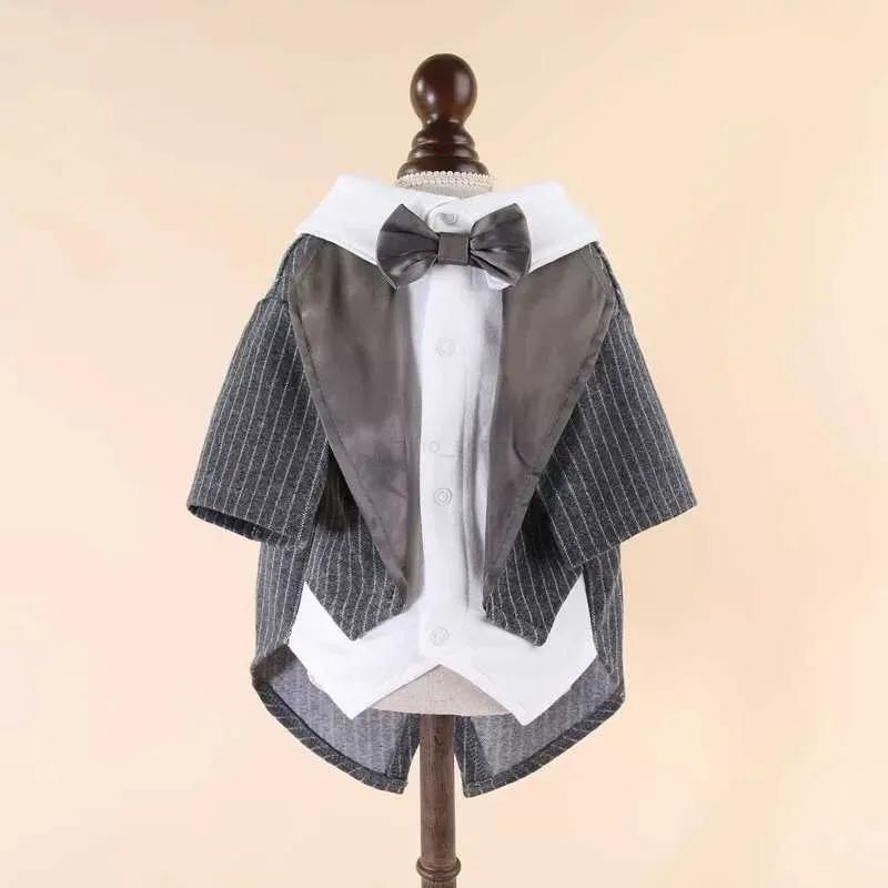 Gentleman Dog Clothes Wedding Suit Formal Shirt For Small Dogs Bowtie Tuxedo Pet Outfit Halloween Christmas Costume For CatsXJ24