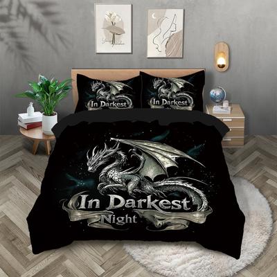 Комплект постельного белья с принтом в виде дракона, 3 предмета, 1 пододеяльник + 2 наволочки, подходит для спальни подростков и взрослых, подарок на день рождения