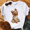 Kawaii Animal Dachshund Dog Graphic Women T-Shirt Summer Tees Loose 90S Short Sleeve Blouse O-Neck Ladies White Tops Y2K Clothes