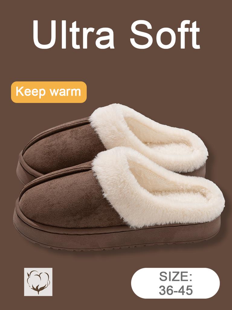 Зимние домашние хлопковые тапочки, домашние противоскользящие плюшевые теплые парные тапочки на толстой подошве