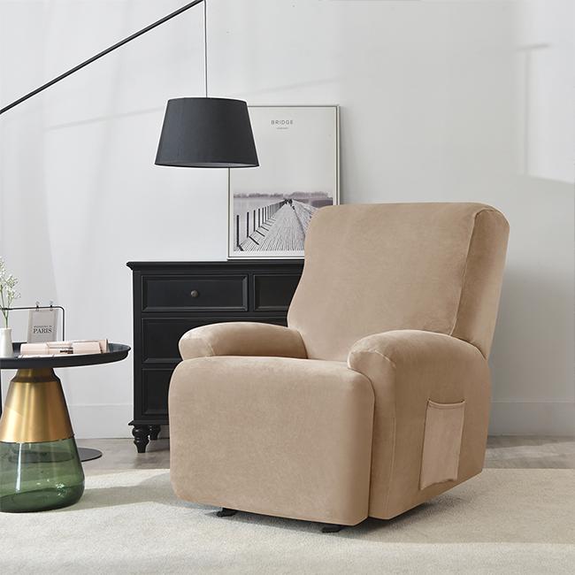 Cover For Relax Armchair With Extendable Footrest (4 Parts), Velvet, Beige, Cappuccino