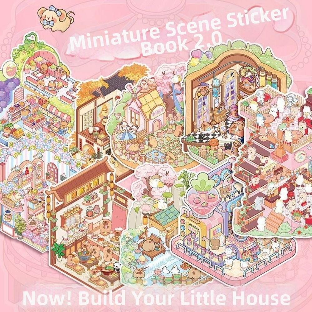 Миниатюрный альбом с наклейками PET 3D, карманные наклейки со сценами, наклейка-палатка для украшения, подарки