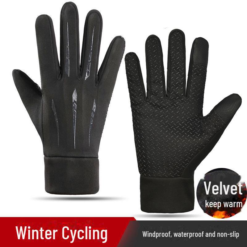 "Водонепроницаемые Нескользящие Зимние Перчатки с Сенсорным Экраном для Мужчин и Женщин - Ветрозащитные для Велоспорта и Вождения с Бархатной Подкладкой"