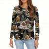 Women's Fashion Casual Long Sleeve  Print Round Neck Top
