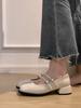 Fashion Temperament Beige Thick Heel Mary Jane Single Shoes Women's 2025 New Spring and Autumn Skirt French Square Head Small Leather Shoes