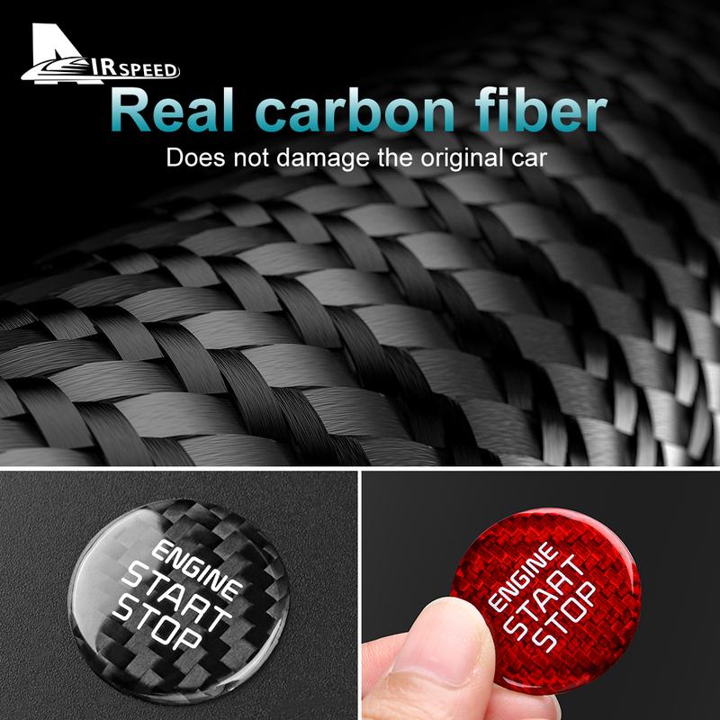 Real Hard Carbon Fiber Sticker For Kia Stinger Car Start Engine Stop Button Cover Interior Trim
