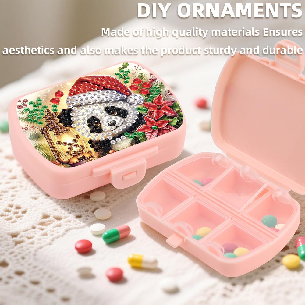 2 шт. DIY с рисунком животных Портативный хрустальный диспенсер для таблеток 6 ячеек Алмазная живопись Точечная коробочка для таблеток Влагозащищенная для взрослых начинающих