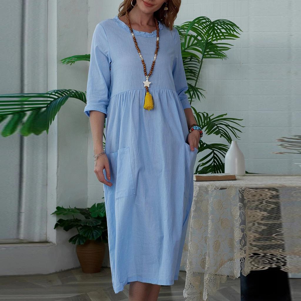 Женские однотонные нестандартные платья с воротником-рубашкой и перекрученными пуговицами, повседневные платья