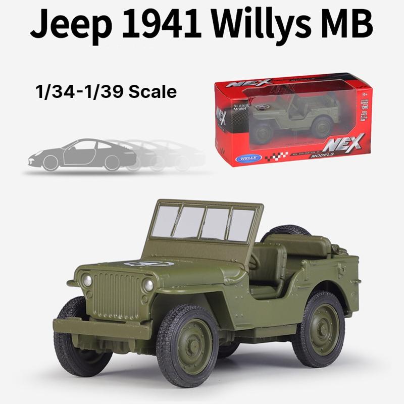 1/36 Willys MB Jeep Игрушечная Модель Автомобиля Welly Литой Металл Миниатюра С Pull-back Коллекция Военных Машин Подарок для Детей Мальчиков Ребенка