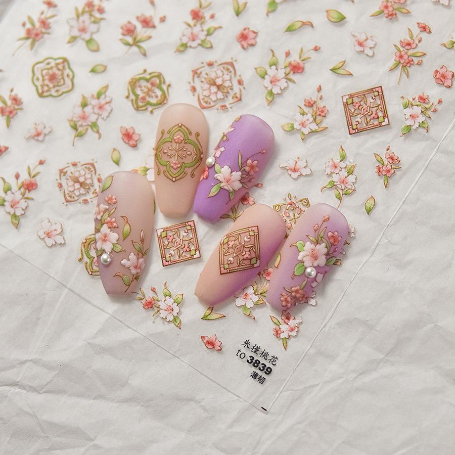 Тонкие прочные наклейки для ногтей Flower-De-Luce Peach Blossom. Изготовление своими руками креативных декоративных наклеек.