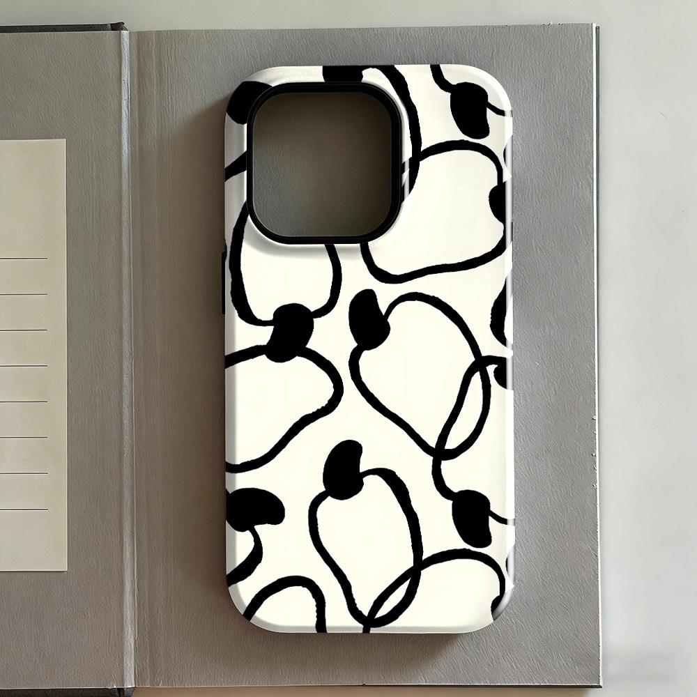 Clmj Black Love Art Phone Case for iPhone 17 16e 16 15 14 13 12 11 X XS XR 7 8 Air Pro Max Plus Luxury Double-layer Back Cover