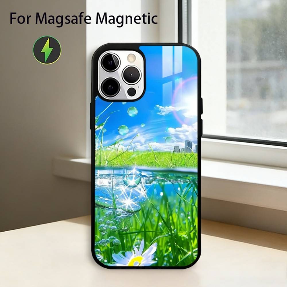 Цвет Frutiger Aero A-Art Чехол для телефона для iPhone17,16,15,14,13,12,11 Plus,Pro Магнитный для Magsafe Беспроводной зарядки