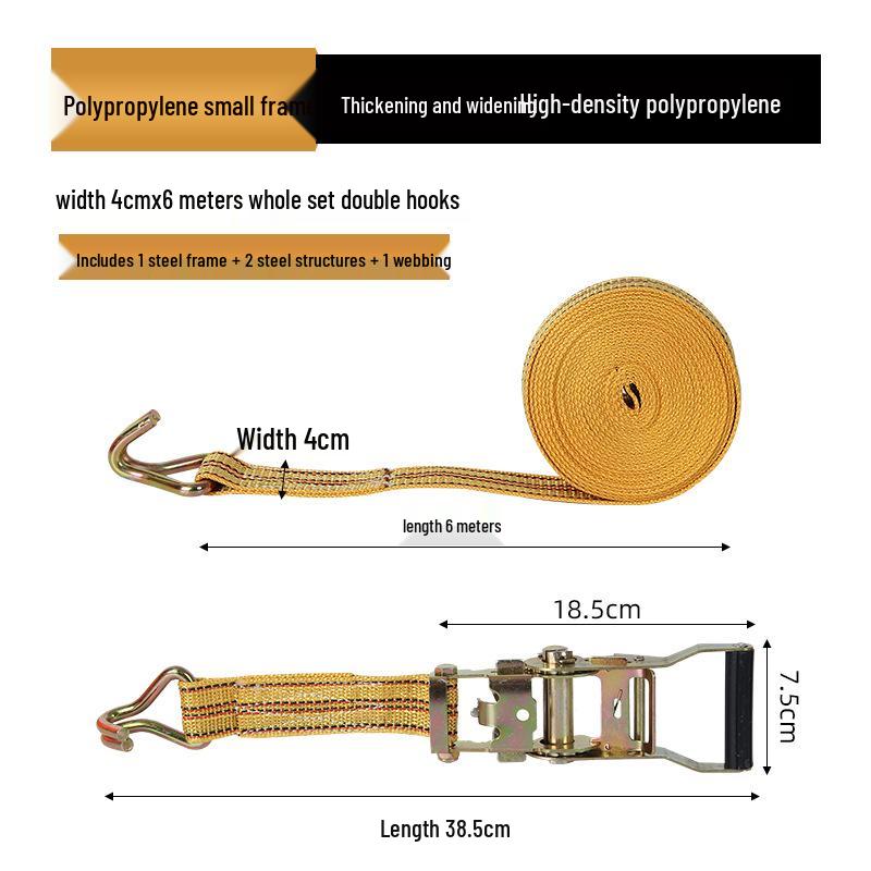Ремни-трещотки для крепления груза на грузовике с двойным крюковым креплением и стальным натяжителем