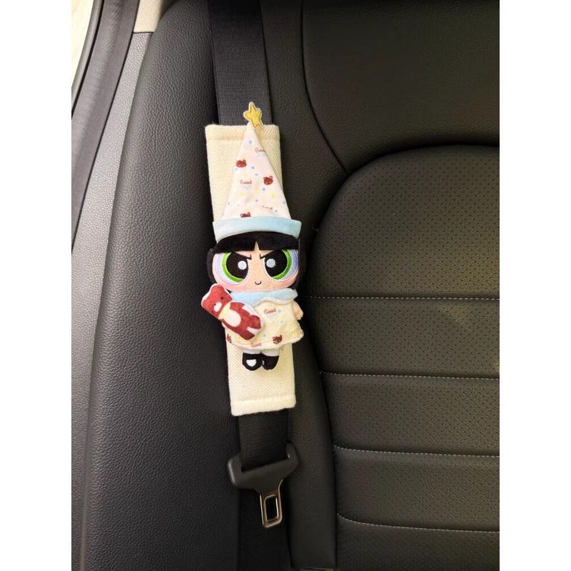 Powerpuff Girls Plush Doll Car Seatbelt Shoulder Pad Car Decoration Gift for Girlfriend