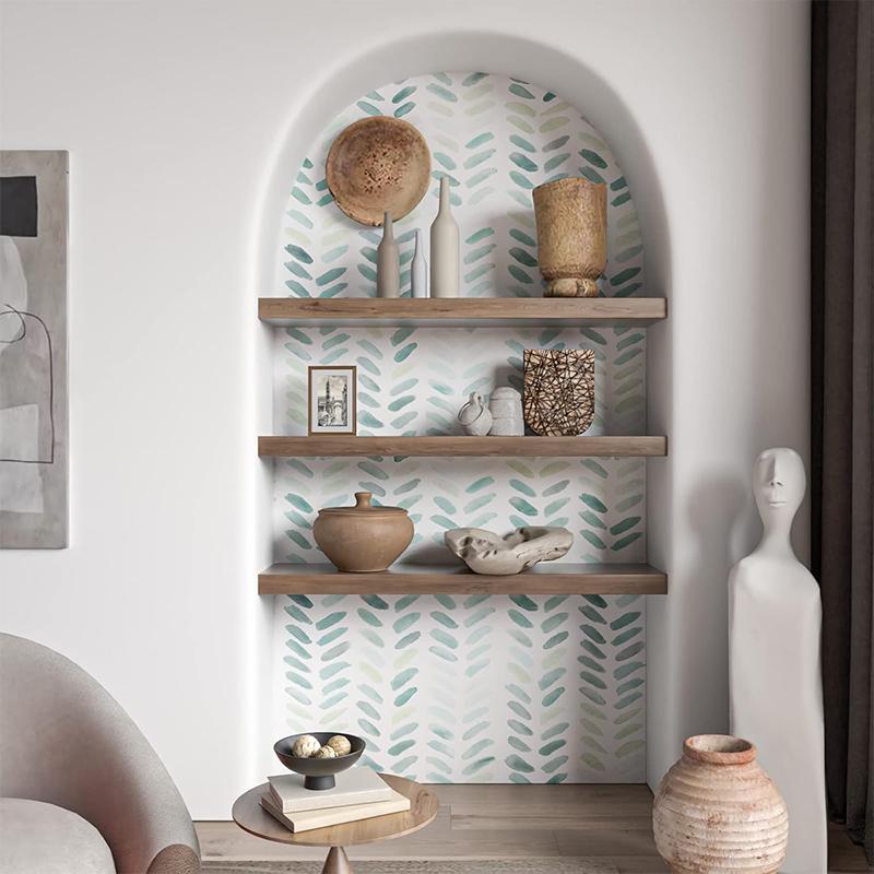 Обои Зеленый Лист Самоклеящиеся Обои Бохо Контактная Бумага для Шкафов Разнообразные Обои для Спальни Самоклеящиеся Наклейки