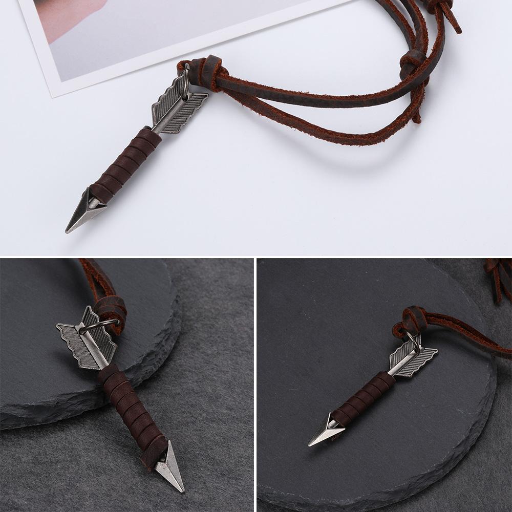 Fashion Handmade Vintage Necklace Leather Chain Choker Arrow Pendant