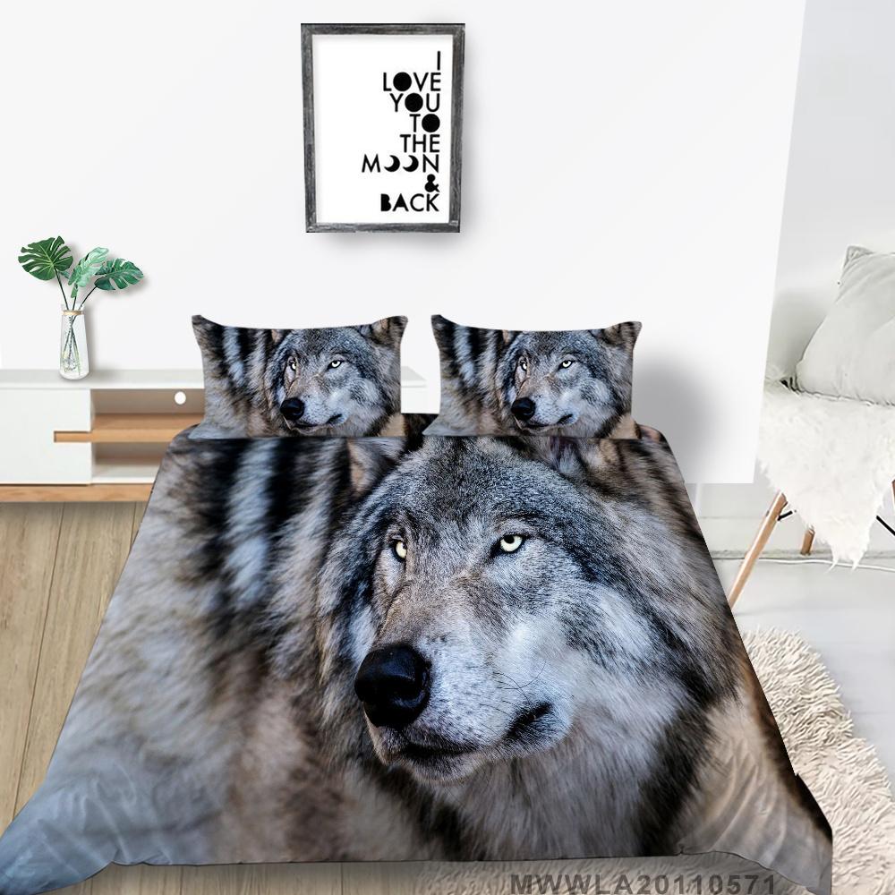 2023 New Style 3D Wolf Printed Single King Size Luxury Duvet Cover Set with Bedding Pillow Home Textiles Duvet Cover Sets