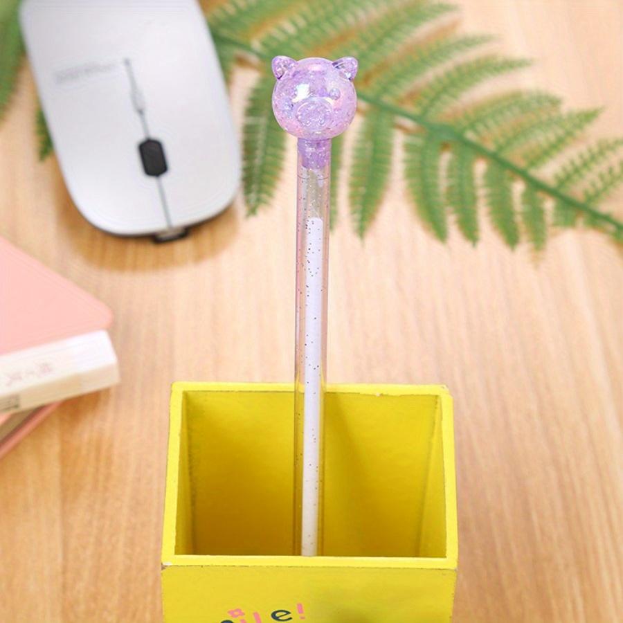 School Season 10pcs 0.5mm Colorful Transparent Rod Gel Pen Creative Stationery Candy Color Cartoon Piglet Pen Exam Black Gel Pen