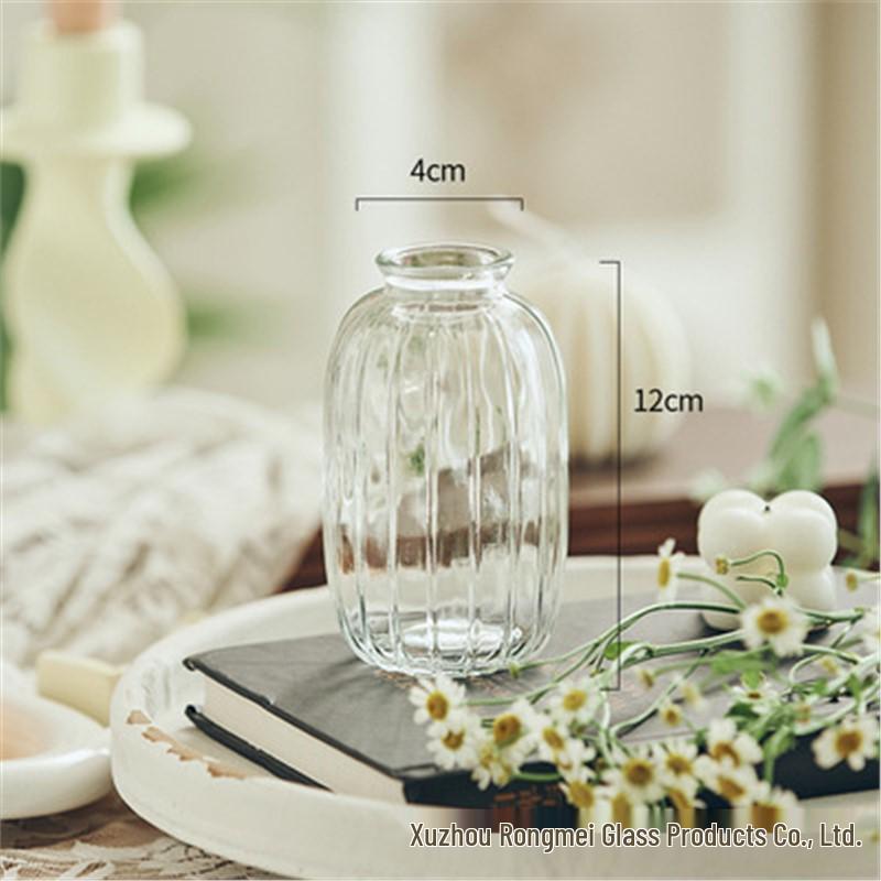 Европейская ваза из рельефного стекла в стиле легкой роскоши для гостиной, для цветочных композиций - Прозрачный гидропонный орнамент