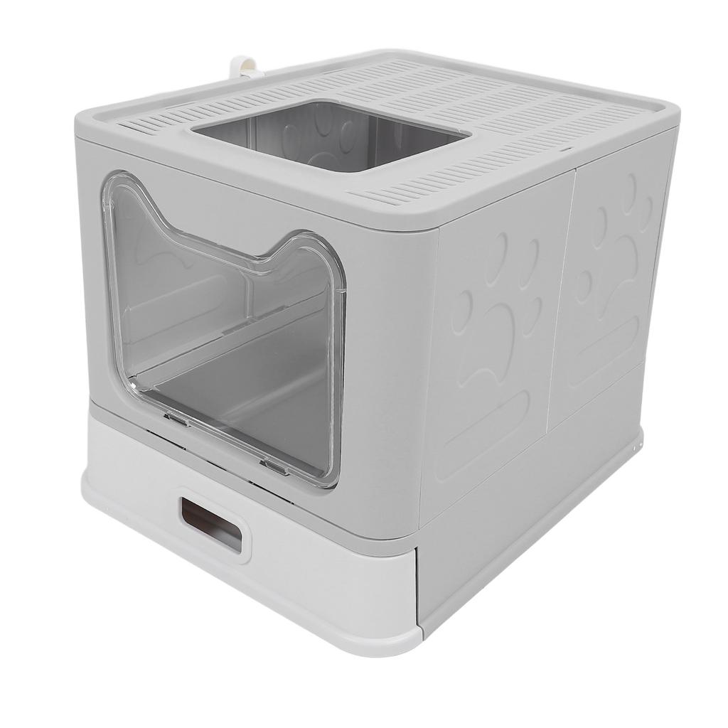 Enclosed Cat Litter Box Stainless Steel Large Drawer Style Odor Proof Anti Splashing Foldable Cat