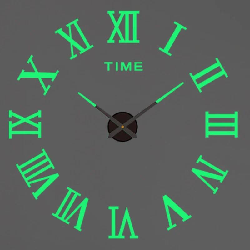 Large 3D Wall Clock Luminous Classic Wall Clocks DIY Digital Clock Wall Watches Stickers Silent Clock for Home Living Room Table2