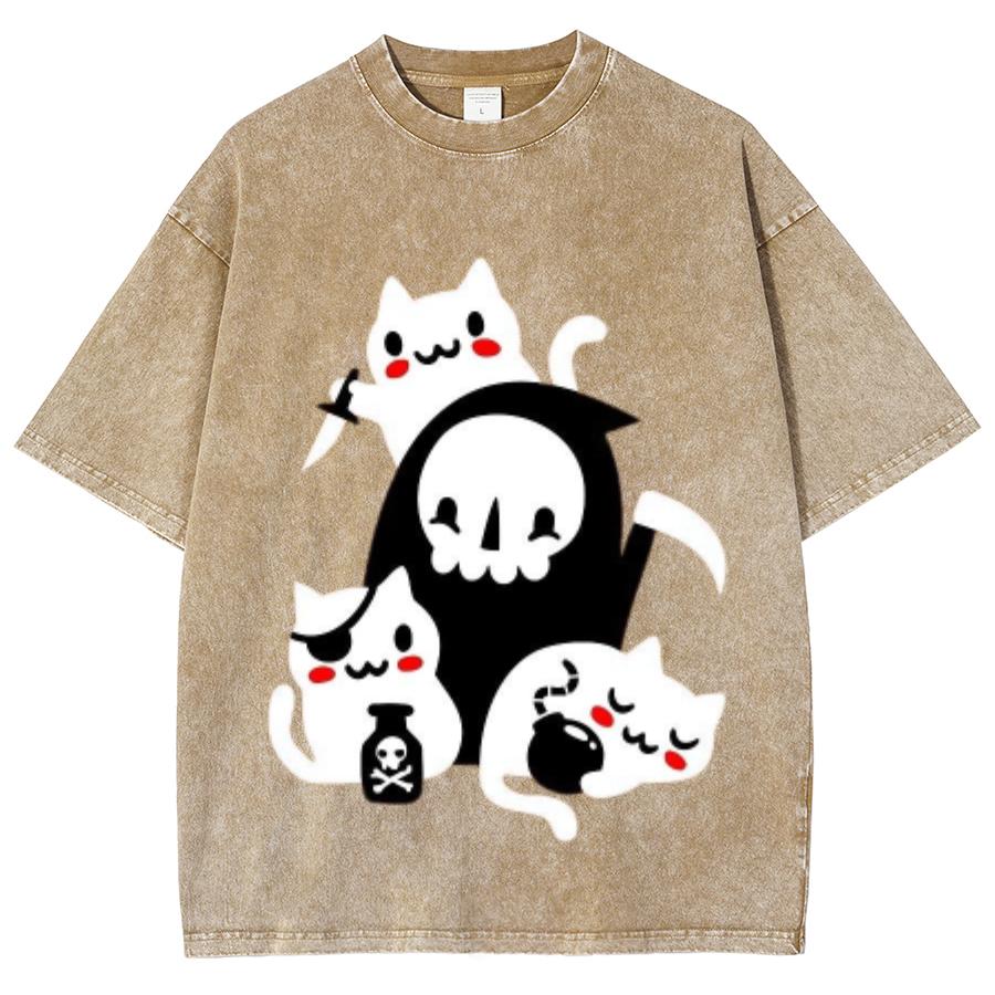 Милая женская футболка с принтом кота из мультфильма Q Edition, белая, высокого качества, удобная, дышащая, летняя, с коротким рукавом, стираная