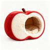 Enclosed Oval Cat Bed, All Season Cotton Pet House for Cats and Small Dogs, Washable Covered Sleeping Nest with Fruit Design