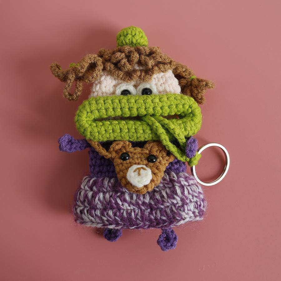 Забавные вязаные крючком брелоки Вязание Милая кукла с сосисочным ртом Держатель для ключей Полезная вязаная сумка для хранения Брелоки для автомобильных ключей Оптовая торговля