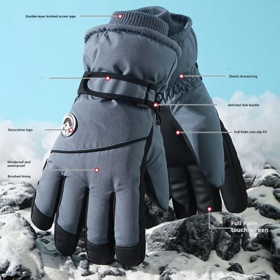 Зимние лыжные перчатки флисовые теплые перчатки для сенсорных экранов для мужчин и женщин ветрозащитные термальные перчатки для активного отдыха