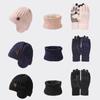 Women Knitted Beanies Cold Hat 3pcs Warm Winter Hat For Women Scarves Cap Scarf Gloves Hats Three Sets Outdoor Warmer Scarf Hat  Touch Screen Gloves