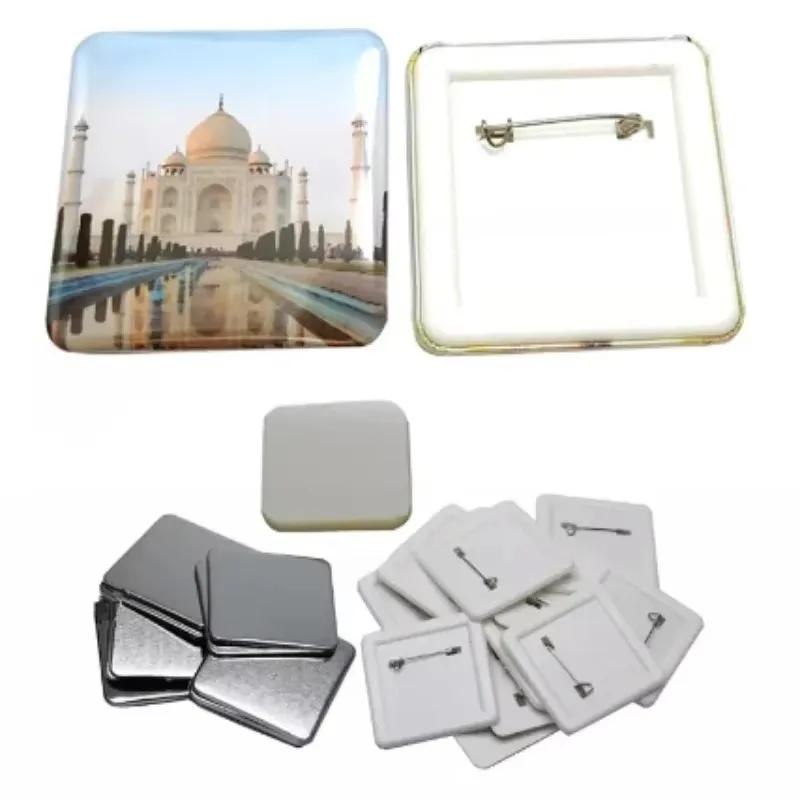 DIY 50*50MM значки подарки металлические значки принадлежности для изготовления значков 100 шт./компл. квадратные значки задние кнопки детали для машины для изготовления пуговиц