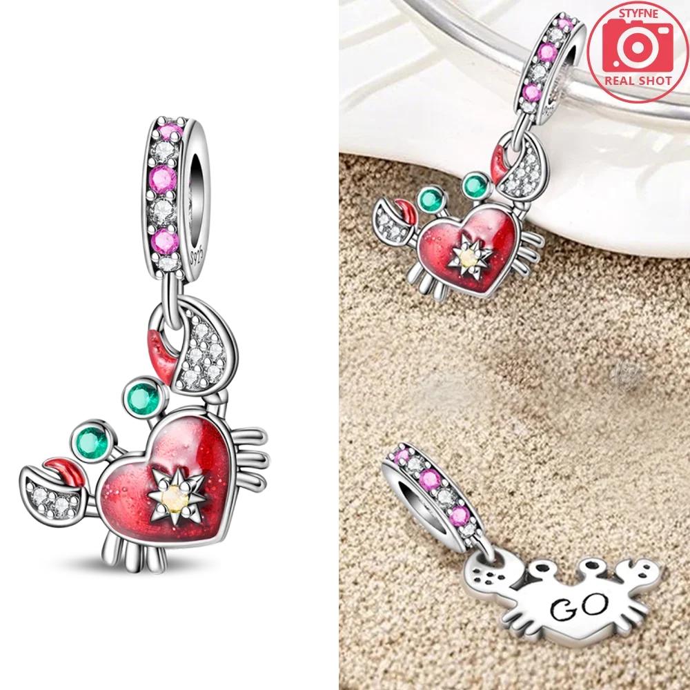 Шармы Голубой Краб Красный Лобстер Оригинальные Медные Шармы Бусины Подвеска Для Женщин Изысканные DIY Браслеты Ювелирные Изделия Подарки