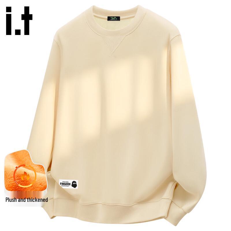 Fingercroxxit Men's Triangle Stitch Fleece-Lined Crew Neck Sweatshirt