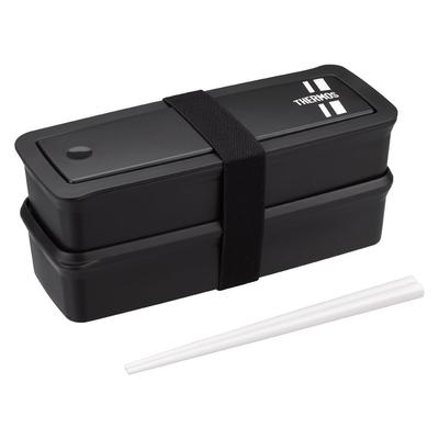 Термос Bento Box 2 Tier Fresh Lunch Box с хаши 980 мл Черный Серебристый DJS-981W BKSL