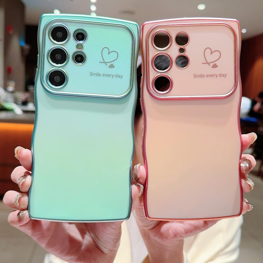 Красочные шелковые волны подходят для чехла для мобильного телефона Samsung S25 Ultra S24FE Гальванизированный защитный чехол с сердечками